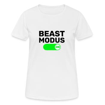BEAST MODUS ON - FITNESS - GYM - TRAINING - SPORT - Women's Breathable T-Shirt - white - Front - AI Model Female 172 dark (172cm)
