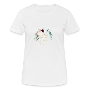 Team Braut- Junggesellinnenabschied! Blumen Kranz - Frauen T-Shirt atmungsaktiv - Weiß - Vorne - AI Model Female 172 dark (172cm)