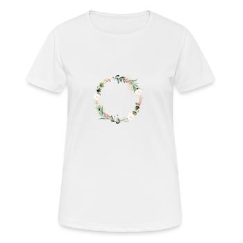 Couronne de fleurs d’eucalyptus personnalisable - T-shirt respirant Femme - blanc - Devant - AI Model Female 172 dark (172cm)