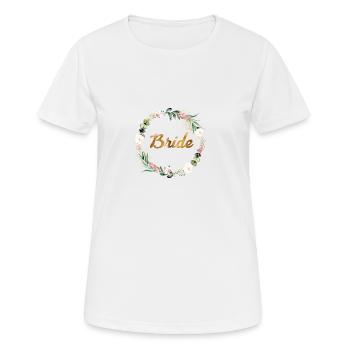 Équipe Bride! Couronne de fleurs feuillues personnalisable - T-shirt respirant Femme - blanc - Devant - AI Model Female 172 dark (172cm)