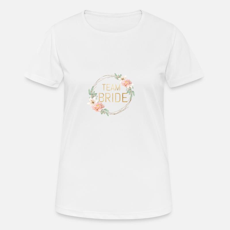 Équipe Bride! Couronne de fleurs de Boho - T-shirt respirant Femme - blanc