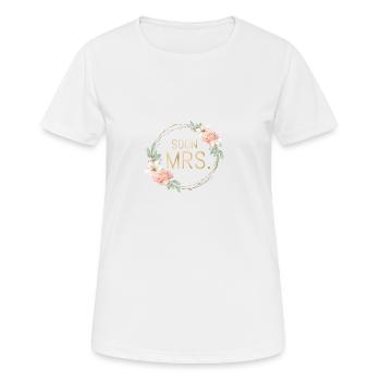 Bientôt Mme - Team Bride! Demi-couronne Boho - T-shirt respirant Femme - blanc - Devant - AI Model Female 172 dark (172cm)
