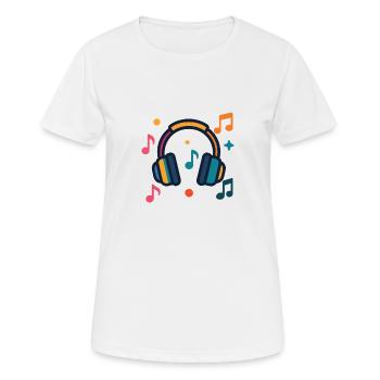 Kopfhörer und Notizen - Frauen T-Shirt atmungsaktiv - Weiß - Vorne - AI Model Female 172 dark (172cm)