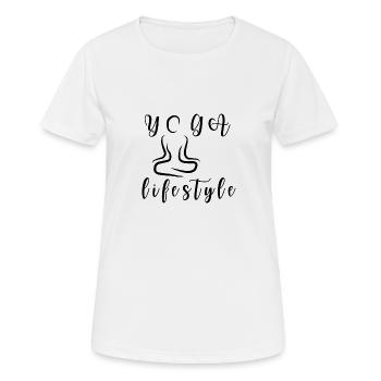 Om Shanti - Yoga Lifestyle - Frauen T-Shirt atmungsaktiv - Weiß - Vorne - AI Model Female 172 dark (172cm)