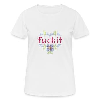 fuck it Kreuzstick in pastell - Frauen T-Shirt atmungsaktiv - Weiß - Vorne - AI Model Female 172 dark (172cm)