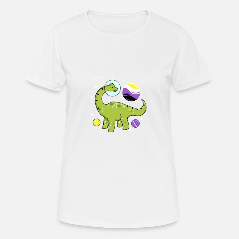 Brachiosaurus Nonbinary Pride Space Nonbinary P - Women's Breathable T-Shirt - white