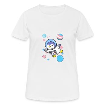 Transgender penguin in space - Women's Breathable T-Shirt - white - Front - AI Model Female 172 dark (172cm)