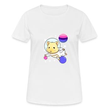 Meerschweinchen Raumfahrt Omnisexual Pride - Frauen T-Shirt atmungsaktiv - Weiß - Vorne - AI Model Female 172 dark (172cm)