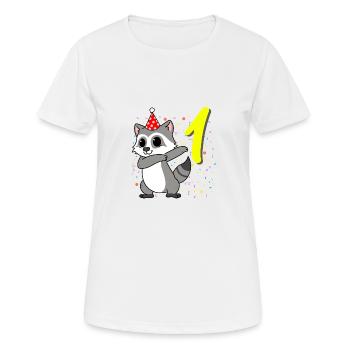 1 year old raccoon birthday - Women's Breathable T-Shirt - white - Front - AI Model Female 172 dark (172cm)