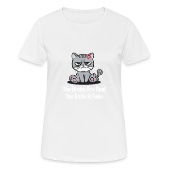 Les seins sont réels - T-shirt respirant Femme - blanc - Devant - AI Model Female 172 dark (172cm)