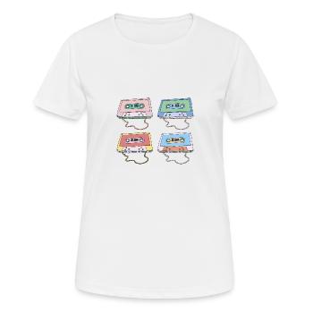 Musikkassette Kompakt Kassette Tonband Retro 80er - Frauen T-Shirt atmungsaktiv - Weiß - Vorne - AI Model Female 172 dark (172cm)