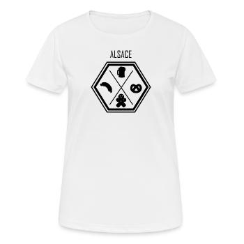 T-shirt Alsace spécialités humour - T-shirt respirant Femme - blanc - Devant - AI Model Female 172 dark (172cm)