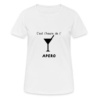 APÉRITIF. APÉRO. BAR. RESTAURANT. VACANCES. VOYAGE - T-shirt respirant Femme - blanc - Devant - AI Model Female 172 dark (172cm)
