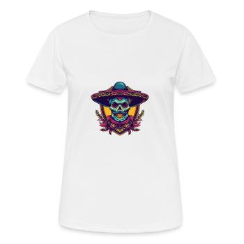 Mexikaner Totenkopf Sombrero - Frauen T-Shirt atmungsaktiv - Weiß - Vorne - AI Model Female 172 dark (172cm)