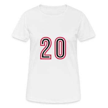 Maillot 20 Nombre d’années - T-shirt respirant Femme - blanc - Devant - AI Model Female 172 dark (172cm)
