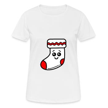 Chaussette Noël mignon - T-shirt respirant Femme - blanc - Devant - AI Model Female 172 dark (172cm)