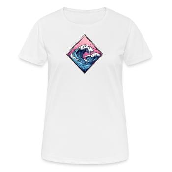 logo vague, forme de losange, dessin océan - T-shirt respirant Femme - blanc - Devant - AI Model Female 172 dark (172cm)