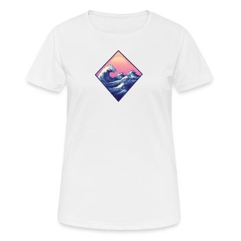 Welle, Hokusai Landschaft, Retro-Stil, Japanisches Meer - Frauen T-Shirt atmungsaktiv - Weiß - Vorne - AI Model Female 172 dark (172cm)