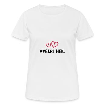Petri Heil Herz Fischen - Frauen T-Shirt atmungsaktiv - Weiß - Vorne - AI Model Female 172 dark (172cm)