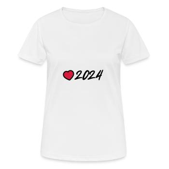 2024 year Heart - Women's Breathable T-Shirt - white - Front - AI Model Female 172 dark (172cm)
