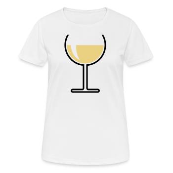 Verre à vin blanc rond ouvert (vin blanc / vin / 2C) - T-shirt respirant Femme - blanc - Devant - AI Model Female 172 dark (172cm)