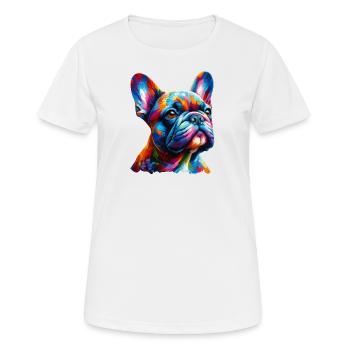 Peinture de Portrait de bouledogue français - T-shirt respirant Femme - blanc - Devant - AI Model Female 172 dark (172cm)
