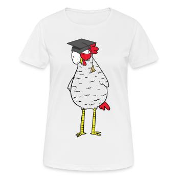 Schlaues kluges Huhn Henne Hühner Federvieh Abi - Frauen T-Shirt atmungsaktiv - Weiß - Vorne - AI Model Female 172 dark (172cm)