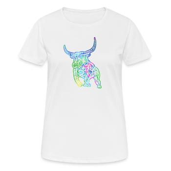 Stier - Sternzeichen Stier - Ich bin Stier - Bulle - Frauen T-Shirt atmungsaktiv - Weiß - Vorne - AI Model Female 172 dark (172cm)