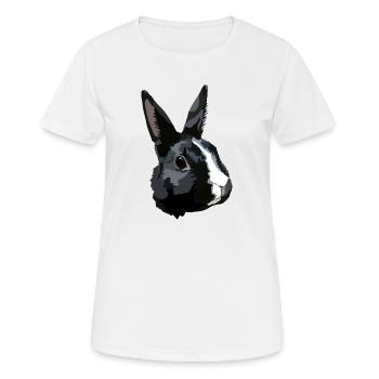 Kaninchen schwarz-weiß - Frauen T-Shirt atmungsaktiv - Weiß - Vorne - AI Model Female 172 dark (172cm)