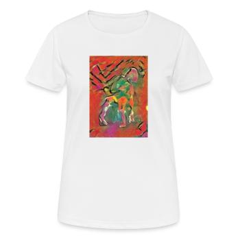 Auf dem mehrfarbigen Stuhl - Frauen T-Shirt atmungsaktiv - Weiß - Vorne - AI Model Female 172 dark (172cm)