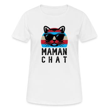 maman chat - T-shirt respirant Femme - blanc - Devant - AI Model Female 172 dark (172cm)