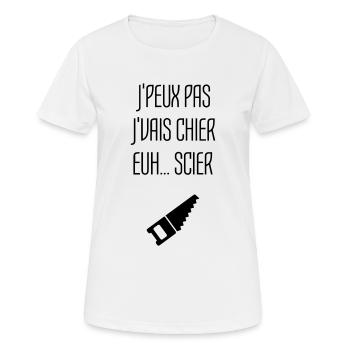 Humour Chier Scier Menuisier Menuiserie Bois - T-shirt respirant Femme - blanc - Devant - AI Model Female 172 dark (172cm)