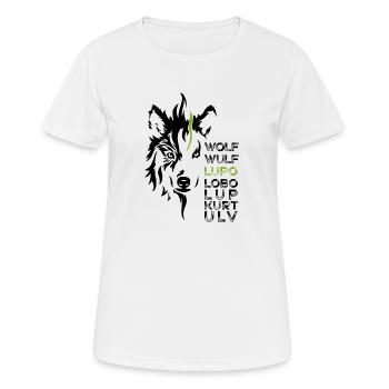 GOWILD Wolf - design allover - noir-vert - T-shirt respirant Femme - blanc - Devant - AI Model Female 172 dark (172cm)