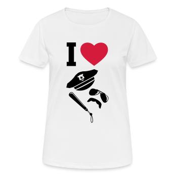 I love Cops - Uniformen - Frauen T-Shirt atmungsaktiv - Weiß - Vorne - AI Model Female 172 dark (172cm)