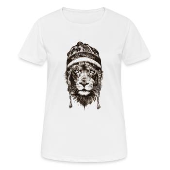 puissance Lion Cap Roi Noir Animaux - T-shirt respirant Femme - blanc - Devant - AI Model Female 172 dark (172cm)