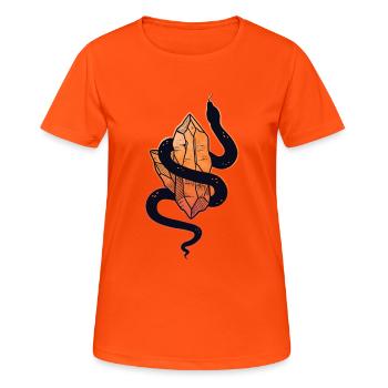 Schlange Kristalle - Frauen T-Shirt atmungsaktiv - Neonorange - Vorne - AI Model Female 172 dark (172cm)