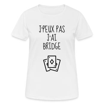 bridge / bridgeur / bridgeuse / cartes - T-shirt respirant Femme - blanc - Devant - AI Model Female 172 dark (172cm)