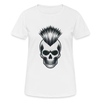 Crâne avec motif punk mohawk - T-shirt respirant Femme - blanc - Devant - AI Model Female 172 dark (172cm)