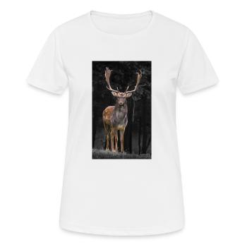 Hirsch - Frauen T-Shirt atmungsaktiv - Weiß - Vorne - AI Model Female 172 dark (172cm)