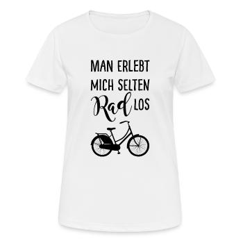 Man erlebt mich selten Rad los mit Fahrrad - Frauen T-Shirt atmungsaktiv - Weiß - Vorne - AI Model Female 172 dark (172cm)