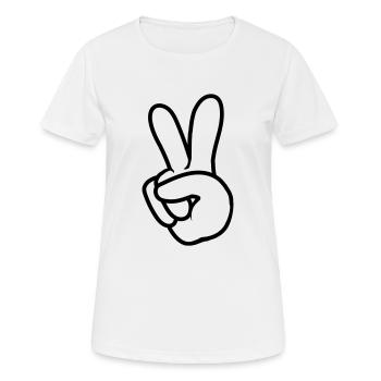 Signe de la main Paix - T-shirt respirant Femme - blanc - Devant - AI Model Female 172 dark (172cm)