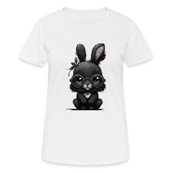 Cute cute black rabbit with glasses - Women's Breathable T-Shirt - white - Front - AI Model Female 172 dark (172cm)