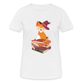 Renard sur la pile de livres d’Halloween - T-shirt respirant Femme - blanc - Devant - AI Model Female 172 dark (172cm)