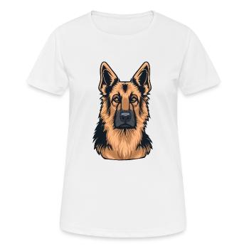 GERMAN SHEPHERD ART PETS PUPPY DOG ANIMALS DRAWING - Women's Breathable T-Shirt - white - Front - AI Model Female 172 dark (172cm)