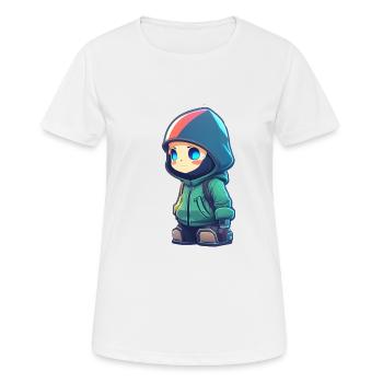 Cooler Cartoon-Hacker - Frauen T-Shirt atmungsaktiv - Weiß - Vorne - AI Model Female 172 dark (172cm)