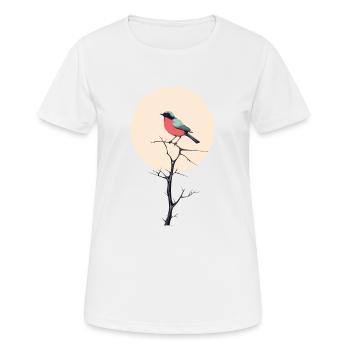 Bird on Branch | Art Minimalist - Women's Breathable T-Shirt - white - Front - AI Model Female 172 dark (172cm)