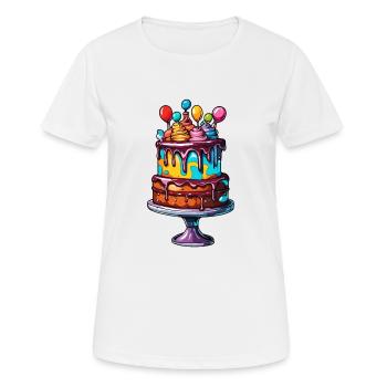 Gâteau d’anniversaire / Gâteau / Joyeux anniversaire / Gâteau - T-shirt respirant Femme - blanc - Devant - AI Model Female 172 dark (172cm)