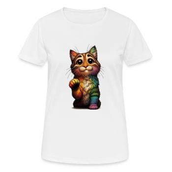 Begging Rainbow Cat - Women's Breathable T-Shirt - white - Front - AI Model Female 172 dark (172cm)