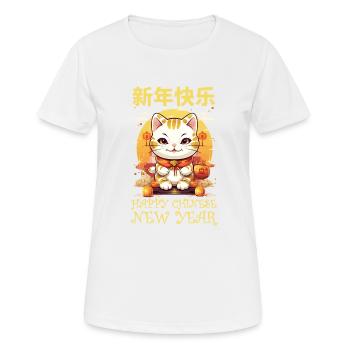 Happy Chinese New Year 2024 Lucky Cat Matching - Women's Breathable T-Shirt - white - Front - AI Model Female 172 dark (172cm)
