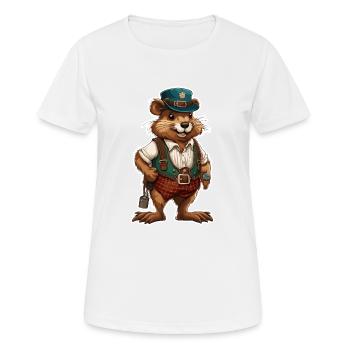 Lederhosen / Animal / Costume traditionnel / Tradition / Castor - T-shirt respirant Femme - blanc - Devant - AI Model Female 172 dark (172cm)